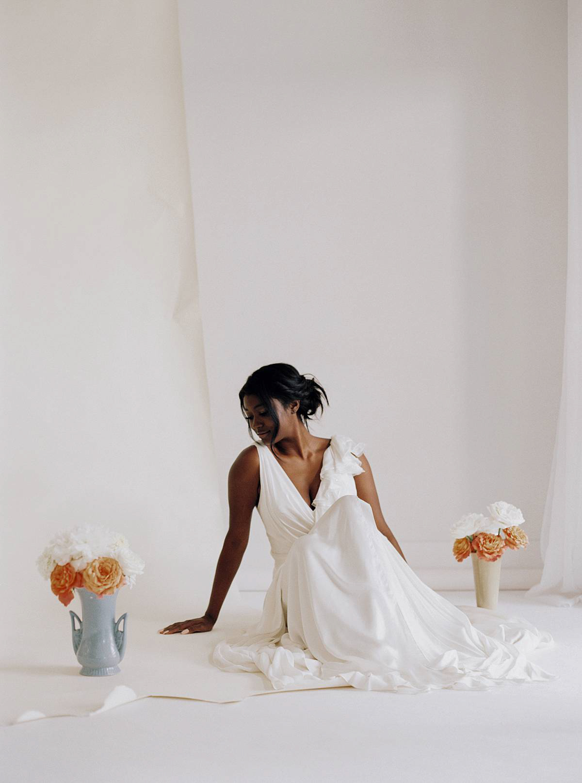 charleston film bridal portrait wedding studio bridal african american orange white kodak portra 800 contax 645
