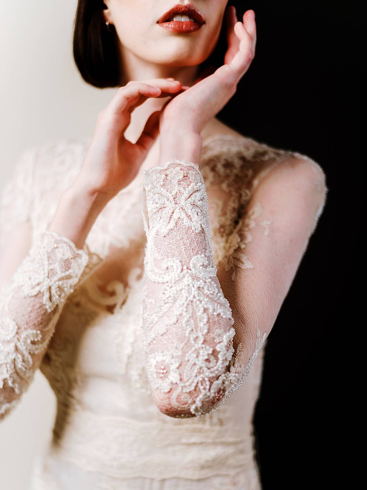 studio bridal portrait in charleston sc by wedding photographer brian d smith with claire pettibone dress