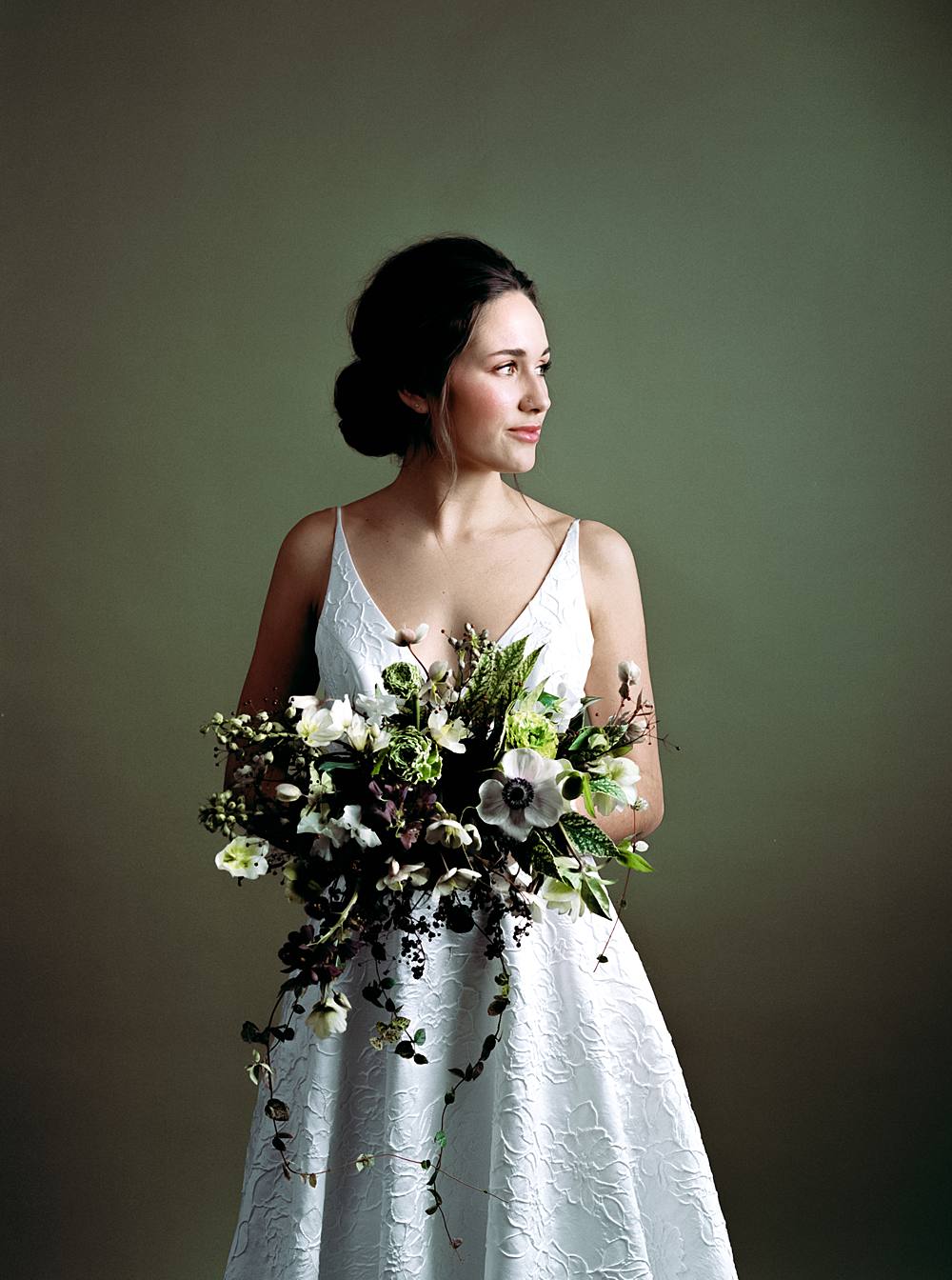 2002 charleston studio bridal portrait green seamless florals kodak portra 160 film strobes 00019_web