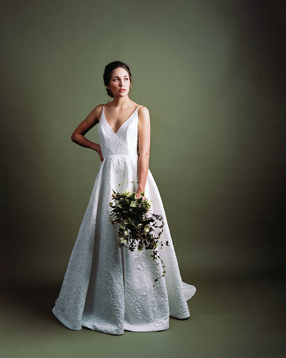 2002 charleston studio bridal portrait green seamless florals kodak portra 160 film strobes 00027_web