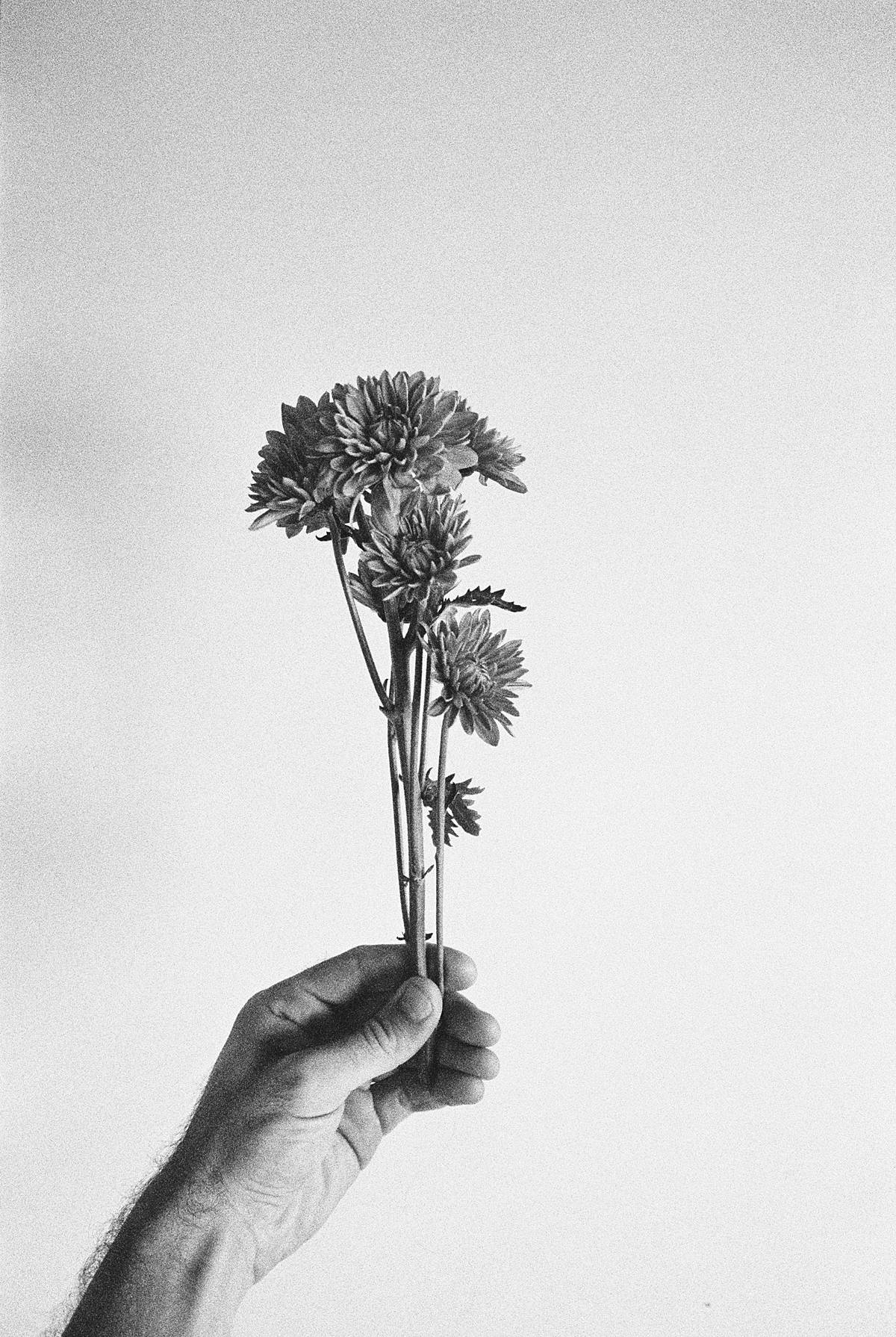 studio sixty reid charleston south carolina traverse city michigan portrait photography studio black and white hand holding flowers
