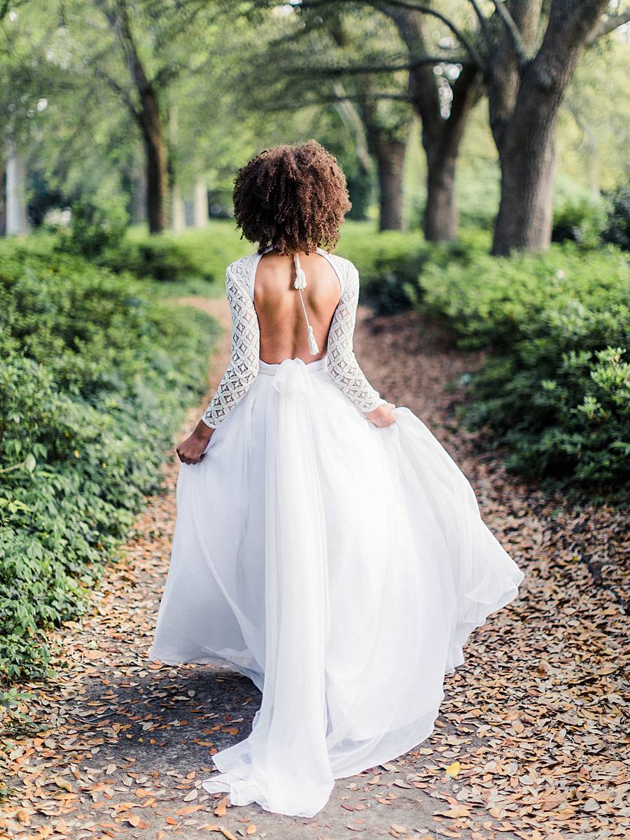 Bridal Portraits in Charleston's Hampton Park - Bodysuit and Skirt as a  Wedding Dress