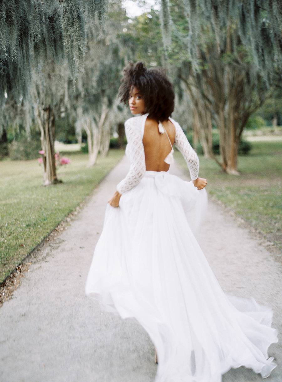 Bridal Portraits in Charleston's Hampton Park - Bodysuit and Skirt as a ...