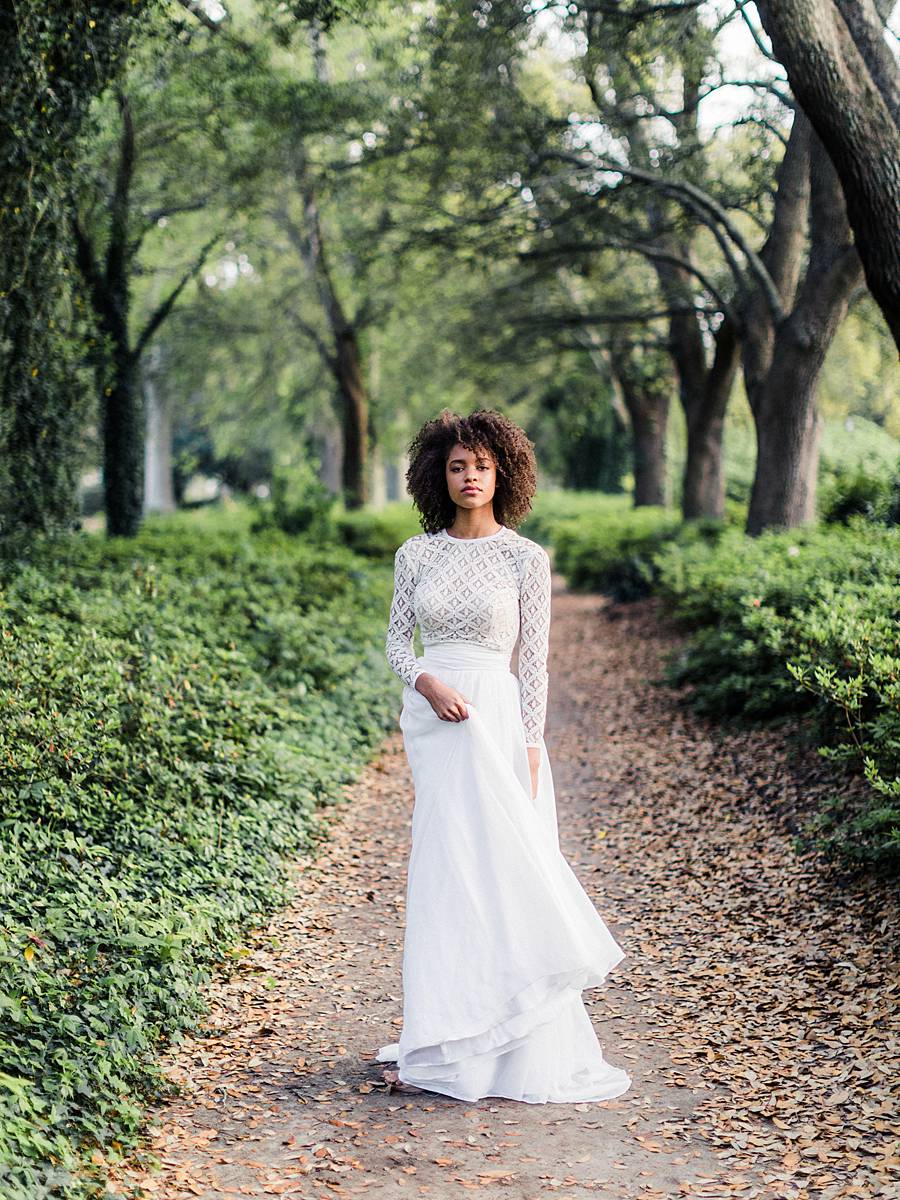 Bridal Portraits in Charleston's Hampton Park - Bodysuit and Skirt as a ...