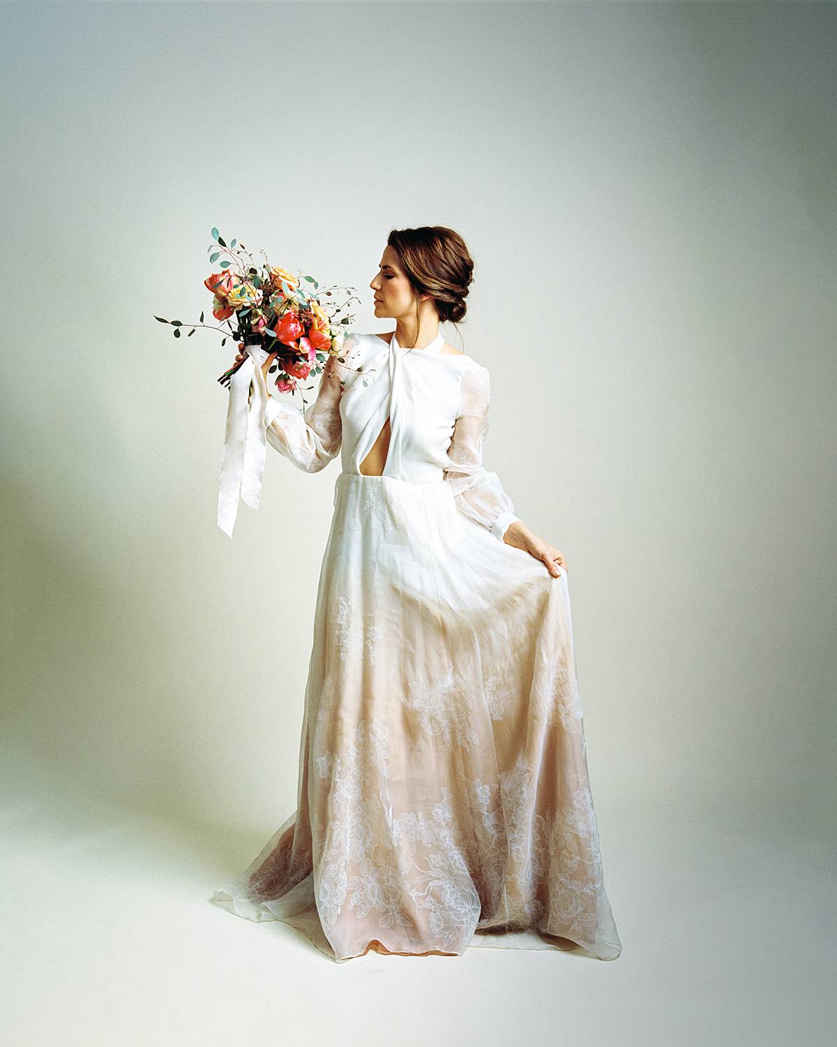 contax 645 studio bridal portrait in custom wedding dress on portra 800 film in charleston sc