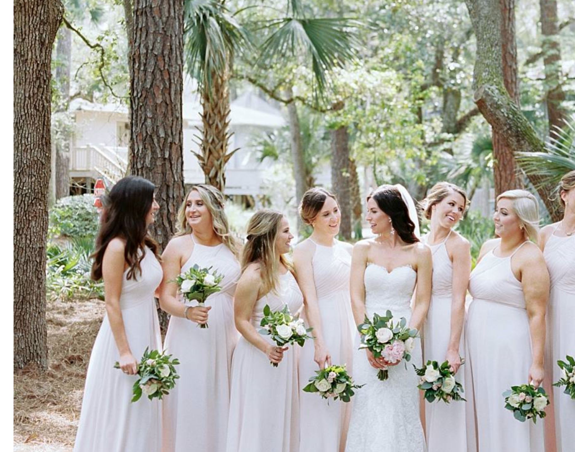 film flatness issues with contax 645 film camera with bridal party in blush bridesmaids dresses in charelston sc