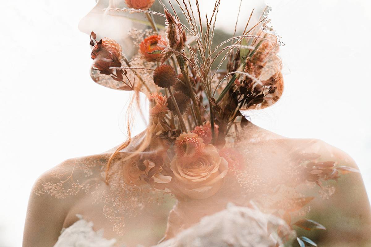 backlit film double exposure contax 645 medium format film bride bouquet