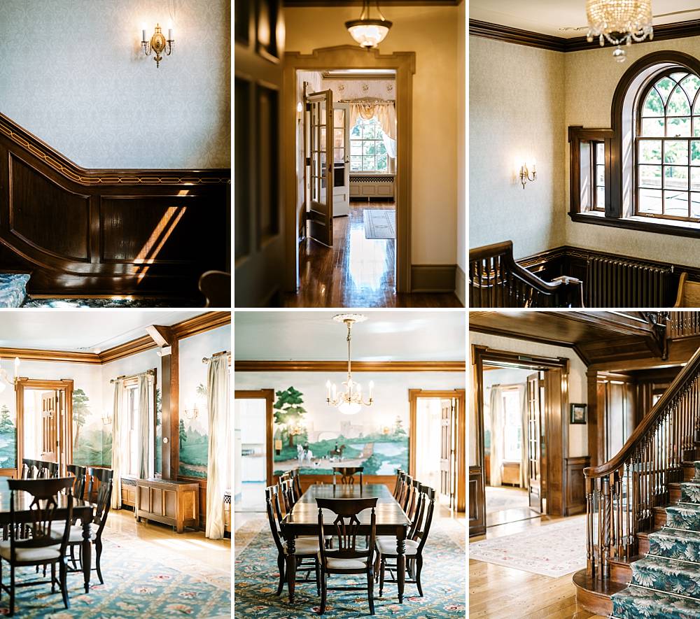 felt mansion interior featuring historic wood and vintage murals in western michigan for wedding ceremony and receptions
