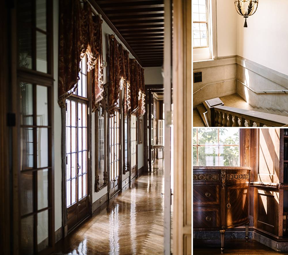 window lighting and wood window trim at the war memorial a detroit wedding venue