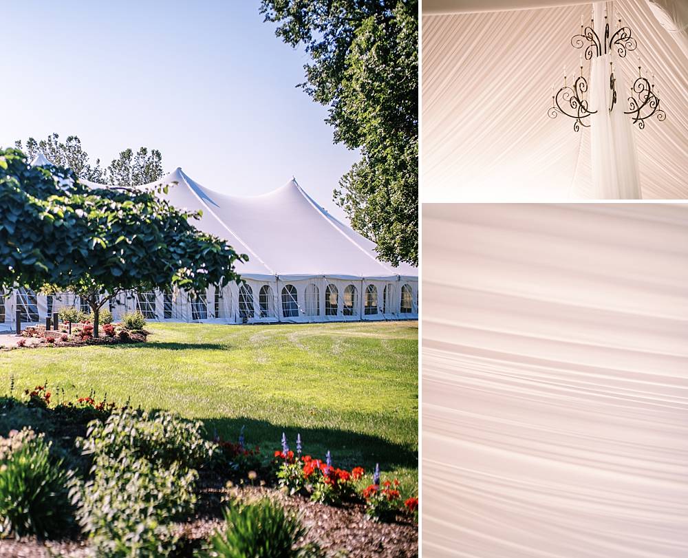 permanent reception tent at detroit wedding venue meadow brook hall