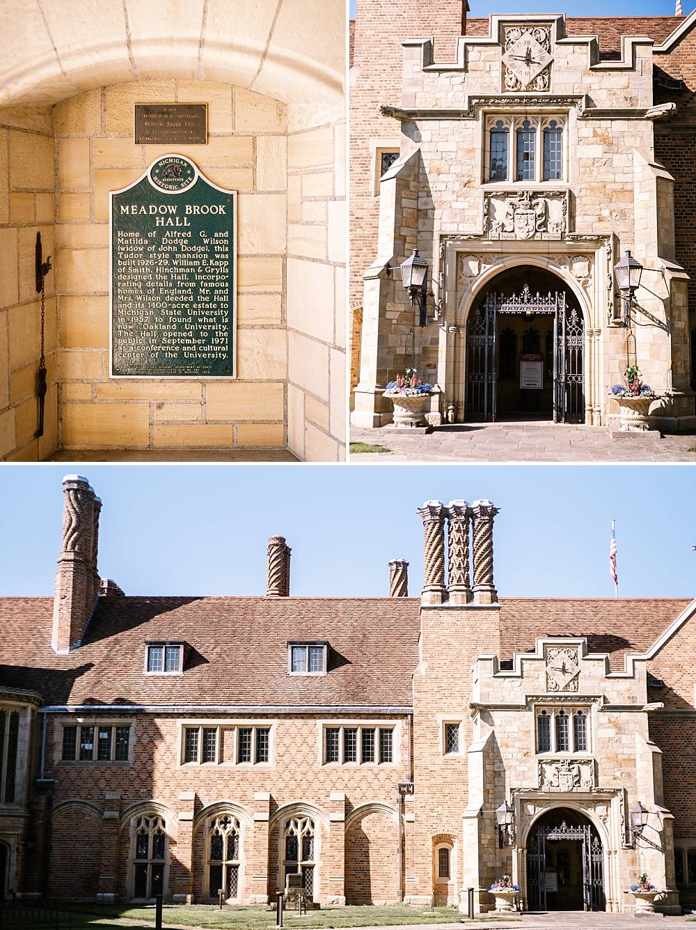 exterior of one of the US largest homes meadow brook hall best detroit wedding venue