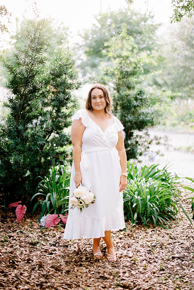 bridal portrait in charleston sc at golden hour on 35mm kodak portra 400 film