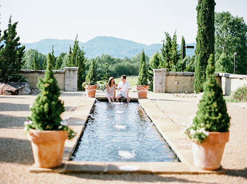 hotel domestique south carolina wedding and elopement venue back patio with italian architecture in blue ridge mountains