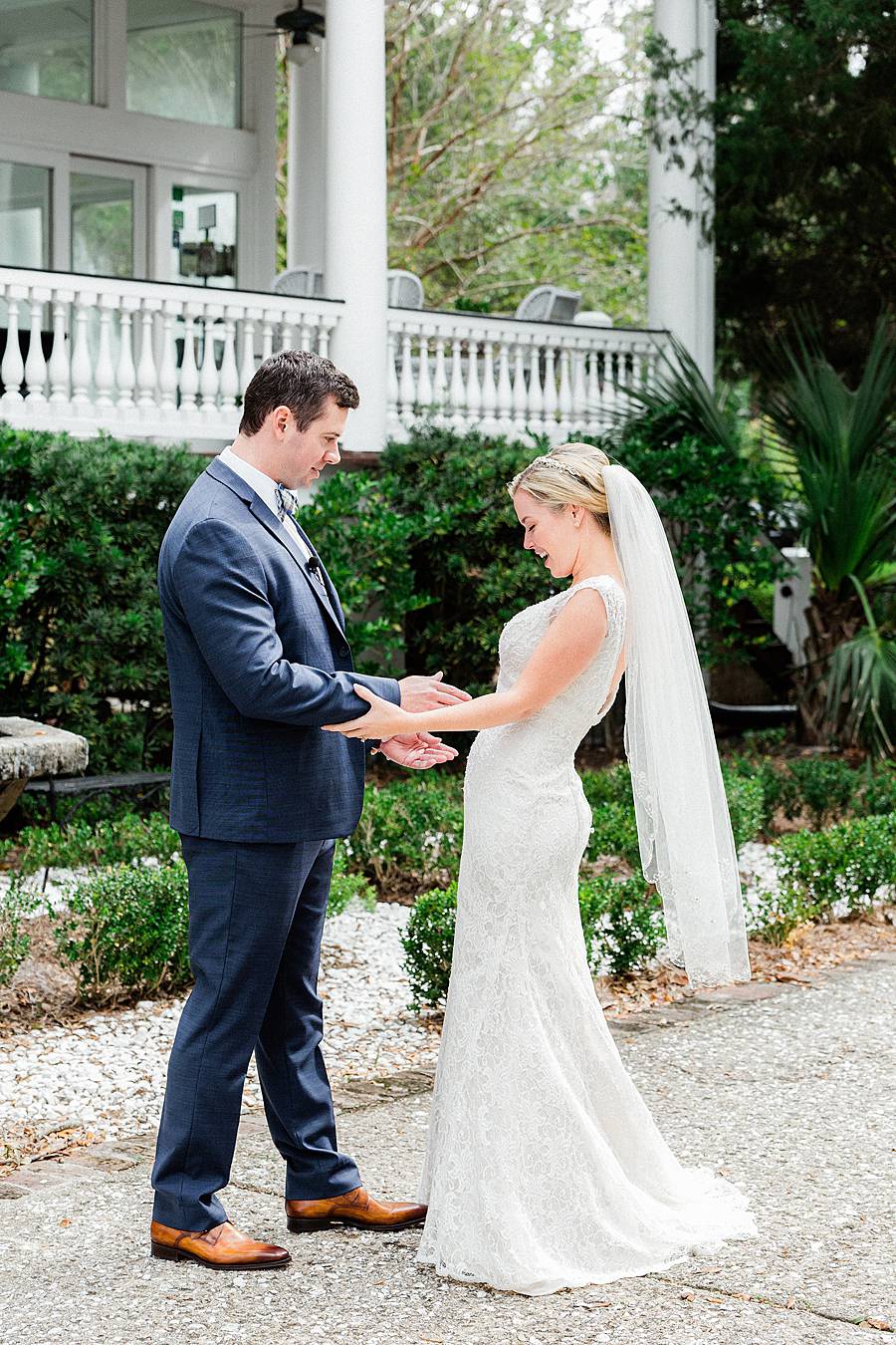 governor's house inn charleston wedding first look portrait film portra kodak