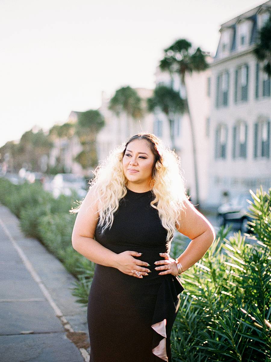 downtown charleston engagement battery bay street 35mm film kodak eos 1v portra 400