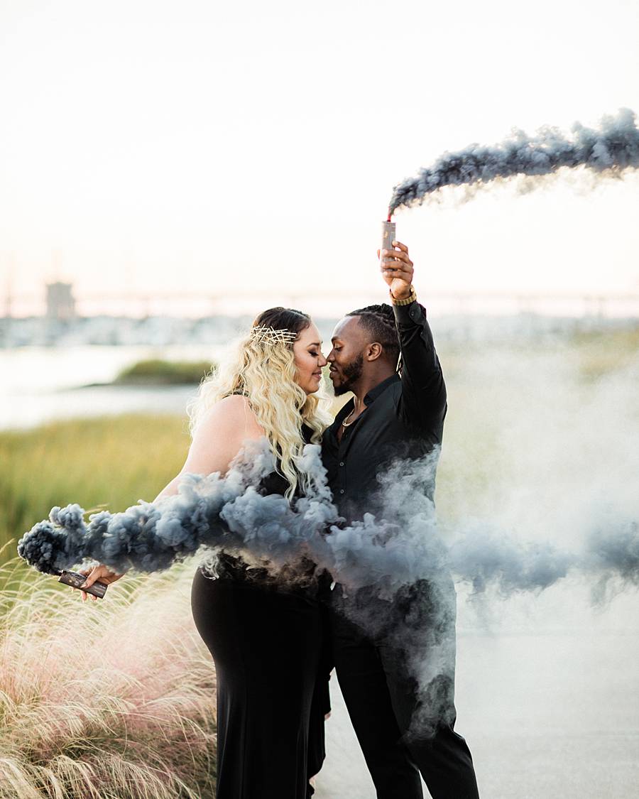 charleston engagement session photography lockwood smoke bomb downtown 