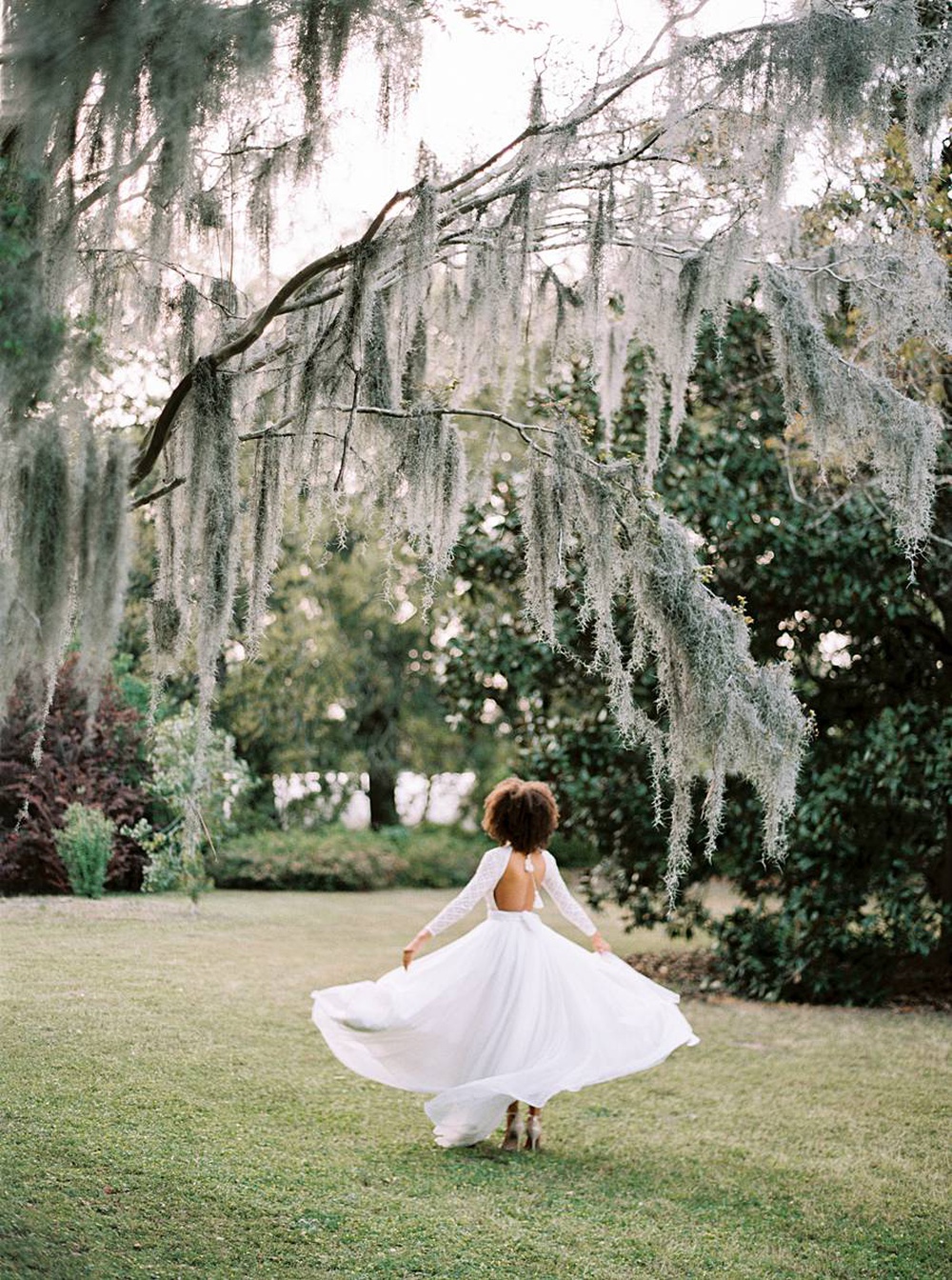 Bridal Portraits in Charleston s Hampton Park Bodysuit and Skirt