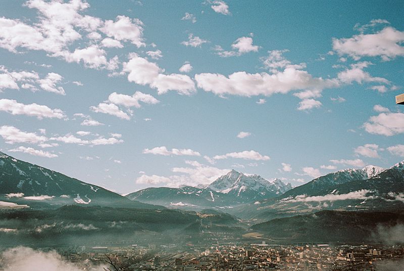 35mm kodak film landscape photograph of mountains in Innsbruck austria