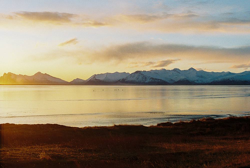 iceland sunset in november on kodak portra 800 35mm film
